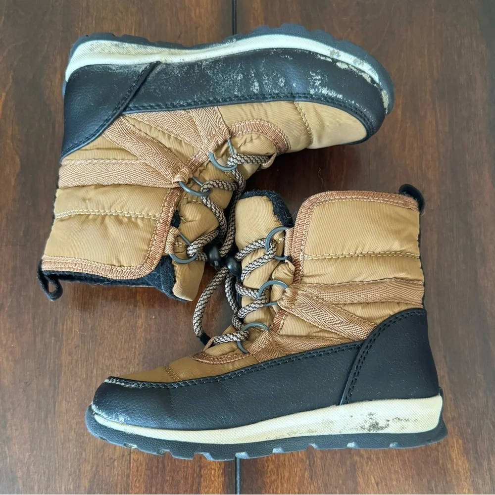Kids Brown and Black Winter Snow Boots Size 10